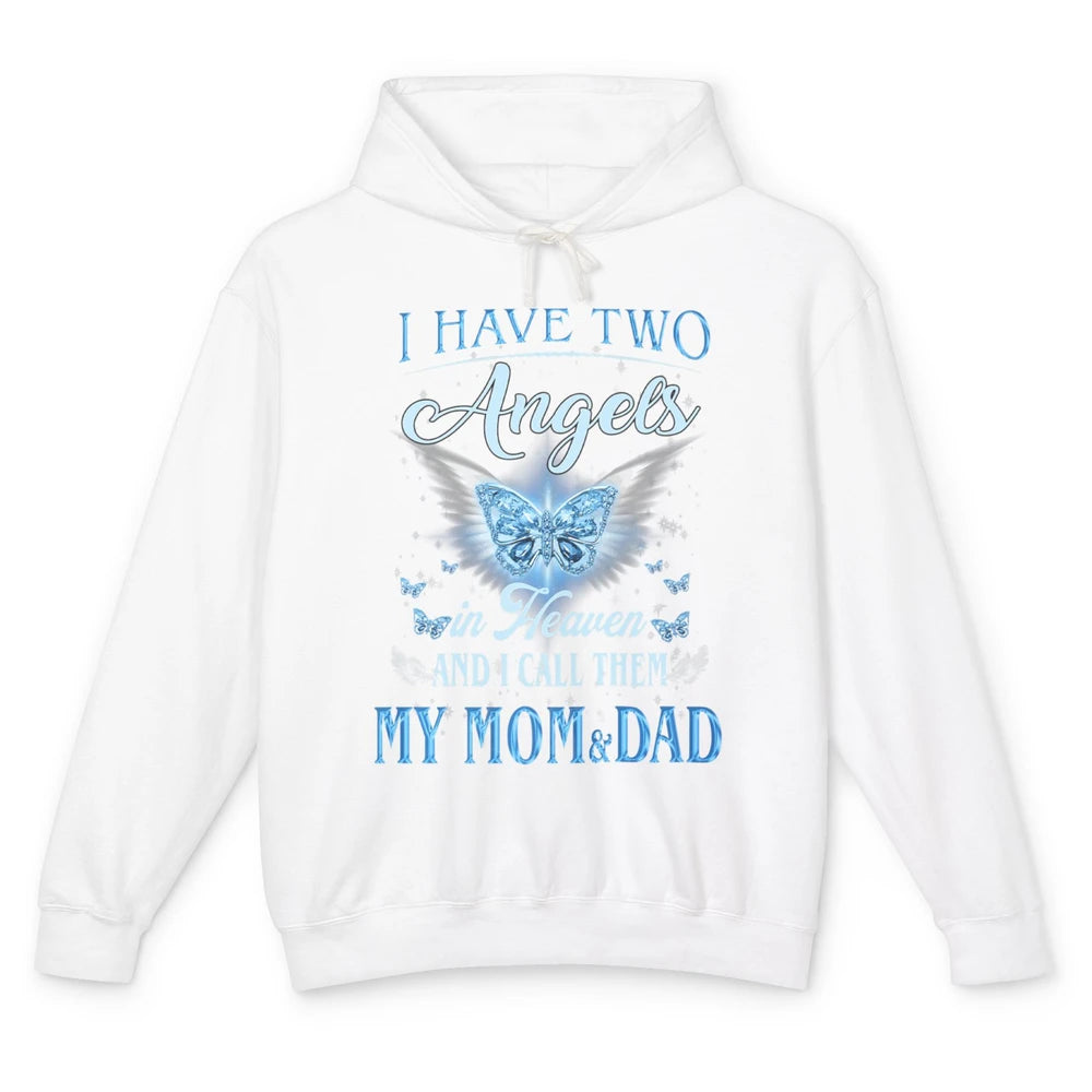 My Mom And Dad In Heaven Angel Wings Mother Memories Forever Unisex Lightweight Hoodie