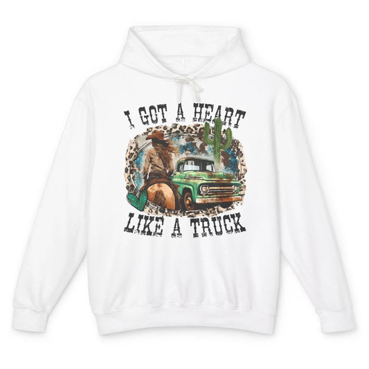 Leopard Cowgirl I Got A Heart Like A Truck Western Country Unisex Lightweight Hoodie