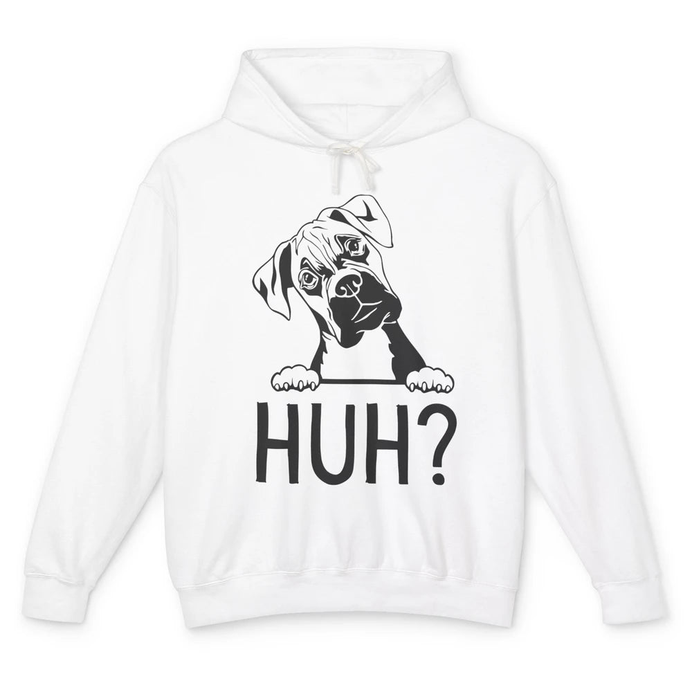 Funny Boxer Dog Black White Huh? Dog Boxer Lovers Gift Unisex Lightweight Hoodie