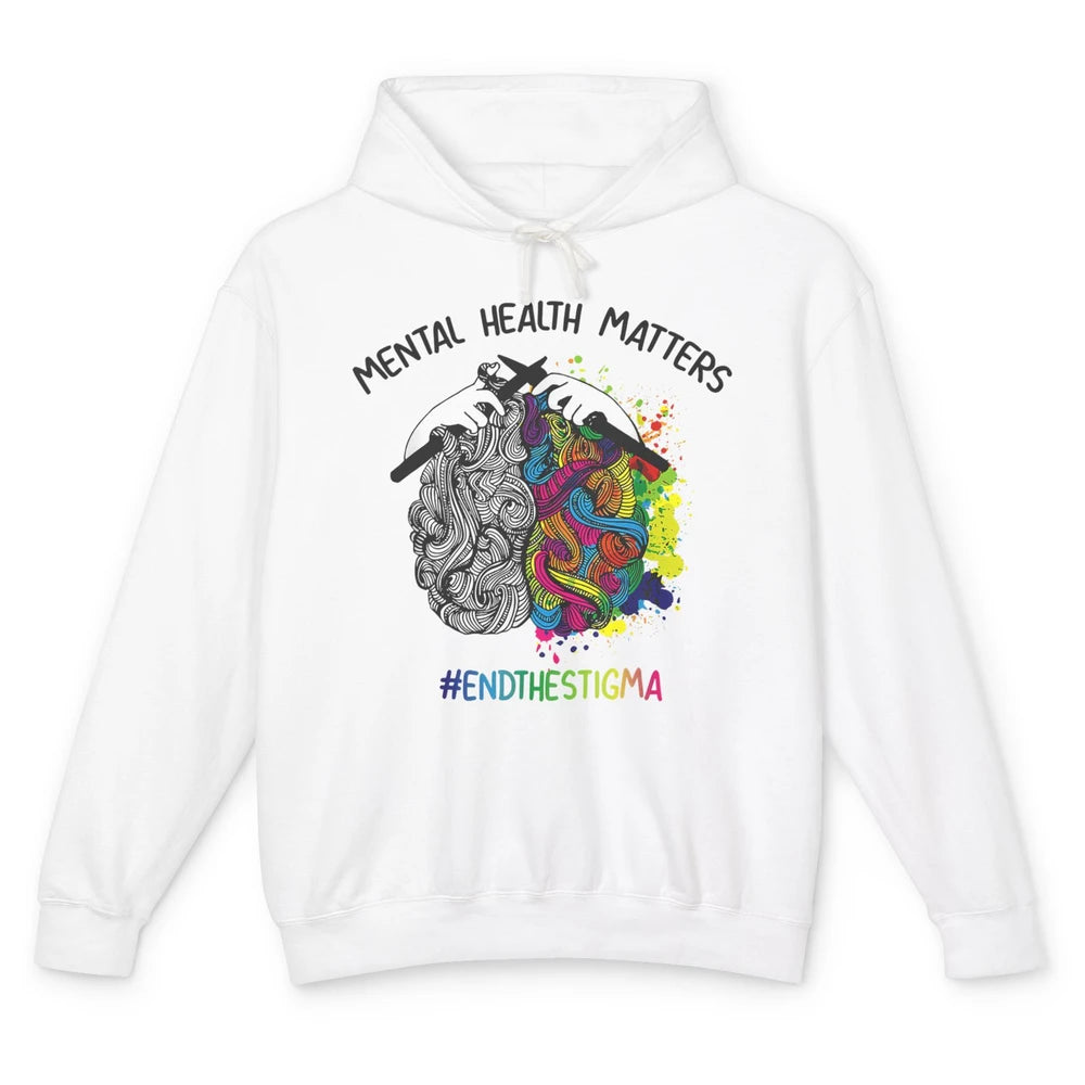 Brain Knitting Mental Health Matters Awareness Crochet Quilt Unisex Lightweight Hoodie