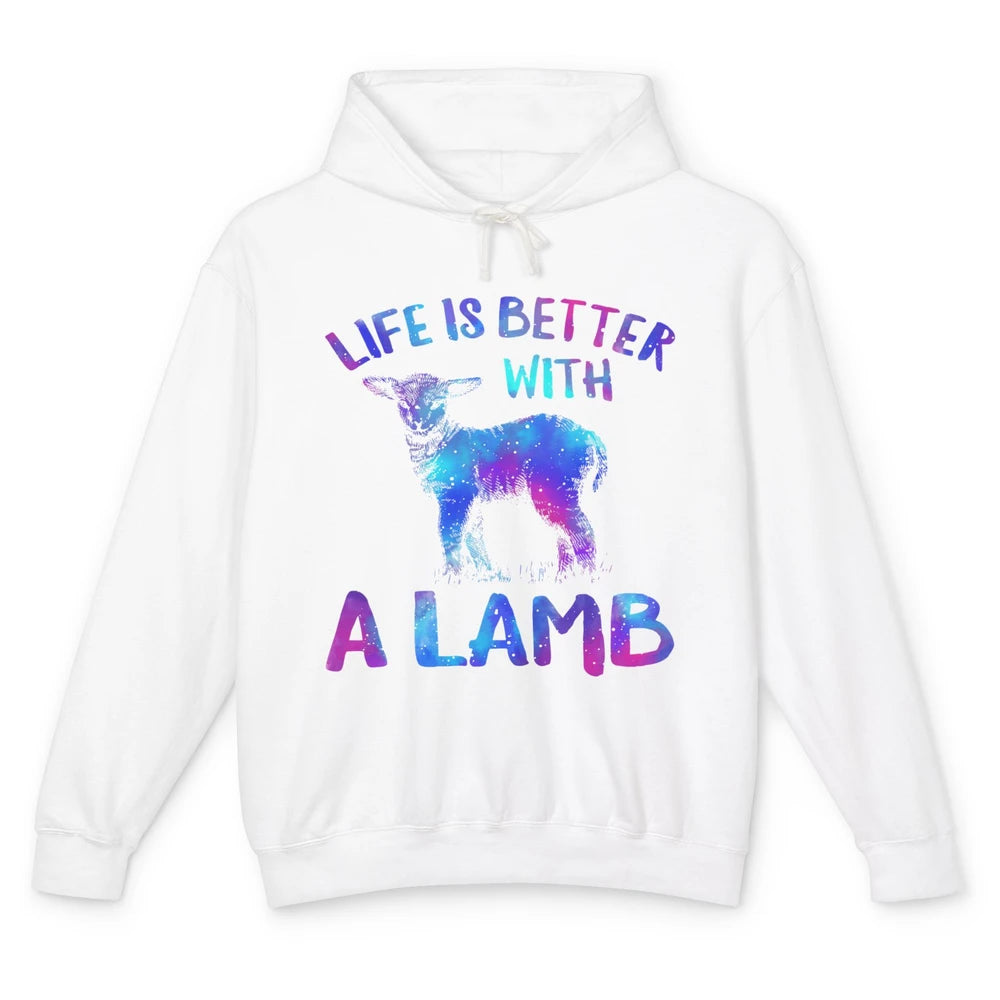 Life Better With Lamb Baby Sheep Shepherd Farm Animal Farmer Unisex Lightweight Hoodie