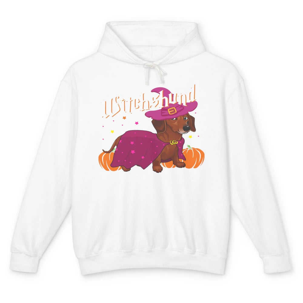 Dachshund Dog Witch Boo Moon Pumpkin Halloween Spooky Season Unisex Lightweight Hoodie