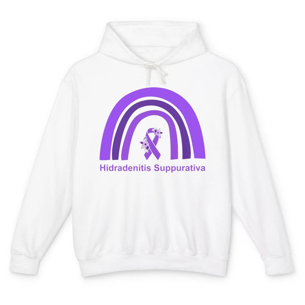 Small Fiber Neuropathy Awareness Floral Purple Rainbow Unisex Lightweight Hoodie