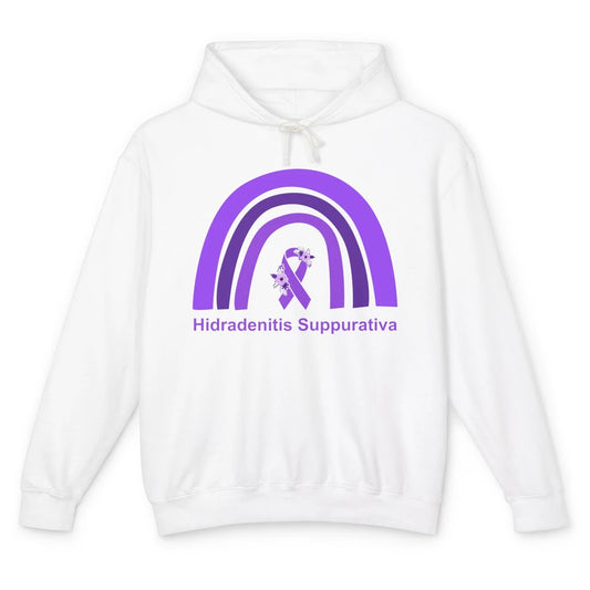 Small Fiber Neuropathy Awareness Floral Purple Rainbow Unisex Lightweight Hoodie