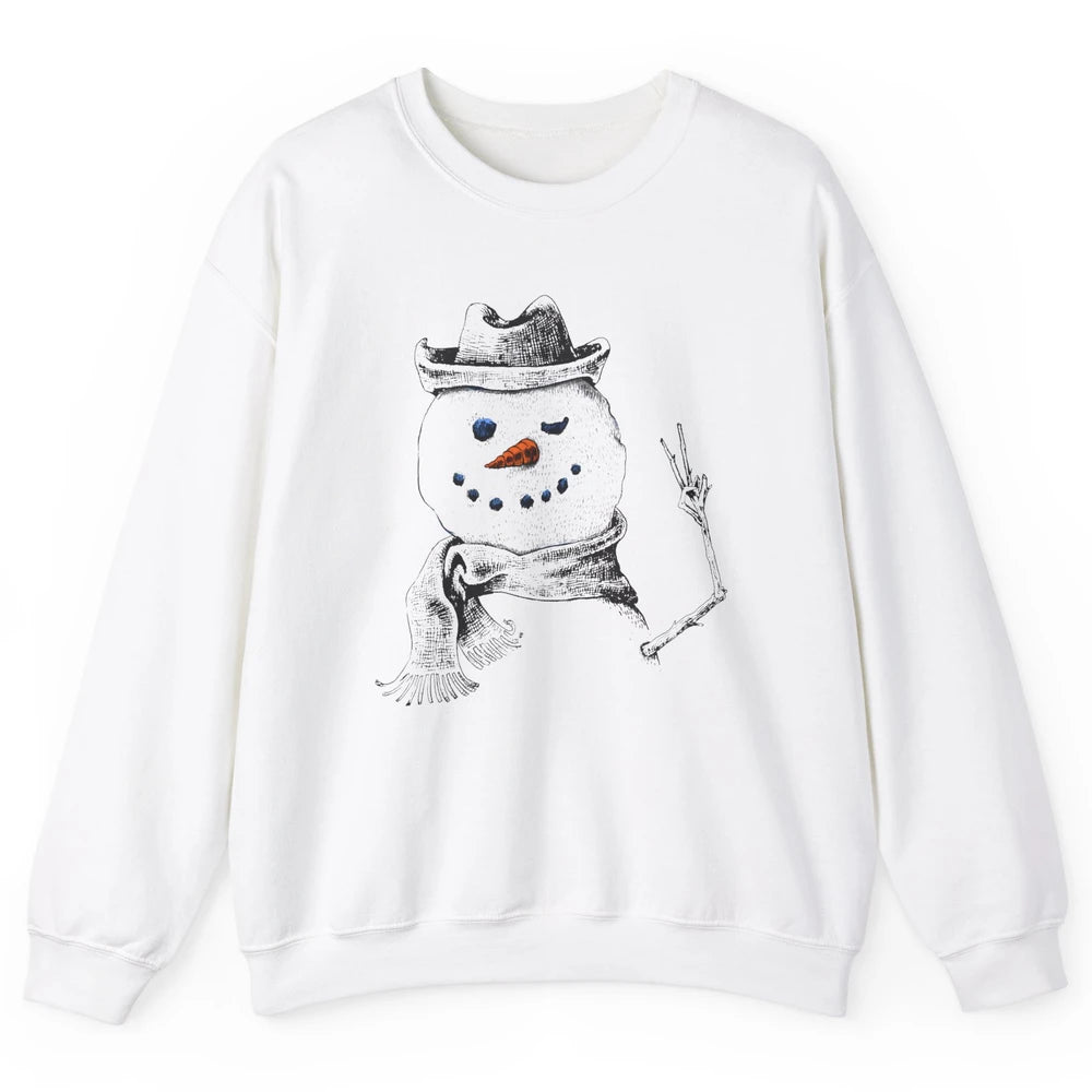 Snowman Peace Sign Christmas Snow Frosty Winter Xmas Gift Unisex Crewneck Sweatshirt