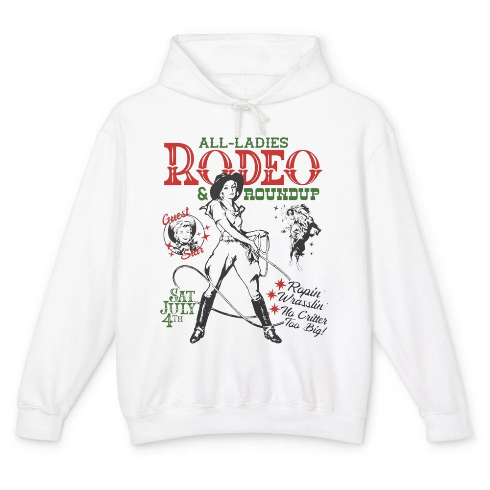 Retro Cowgirl All Ladies Roundup Western Country Rodeo Mom Unisex Lightweight Hoodie