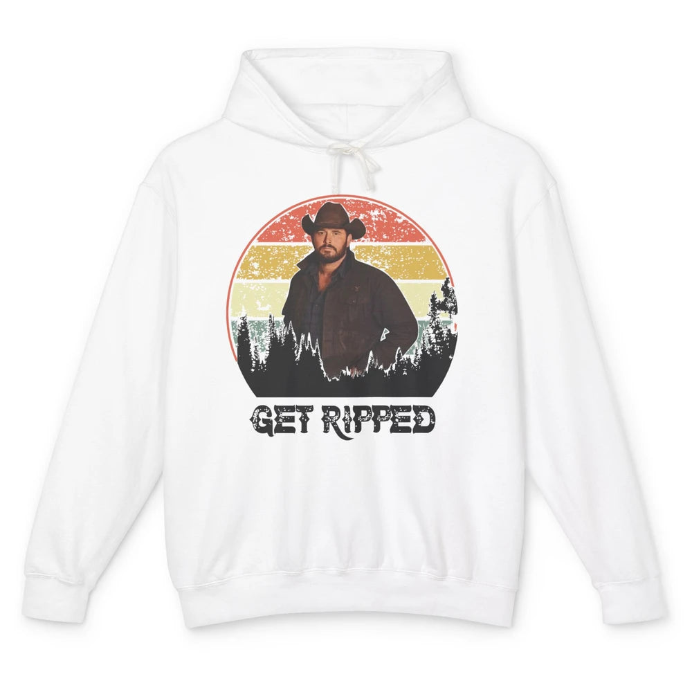 Vintage Cowboy Get Ripped Western Country Music Rodeo Dad Unisex Lightweight Hoodie