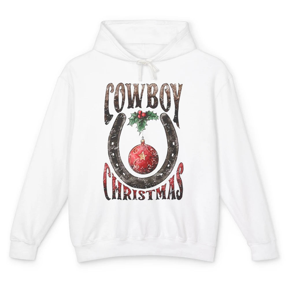 Christmas Cowboy Horseshoe Xmas Balls Western Christmas Unisex Lightweight Hoodie