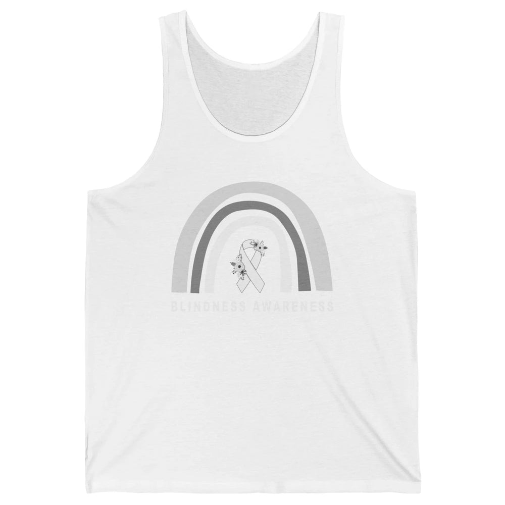 Blindness Awareness Floral White Gray Ribbon Blind Support Unisex Jersey Tank