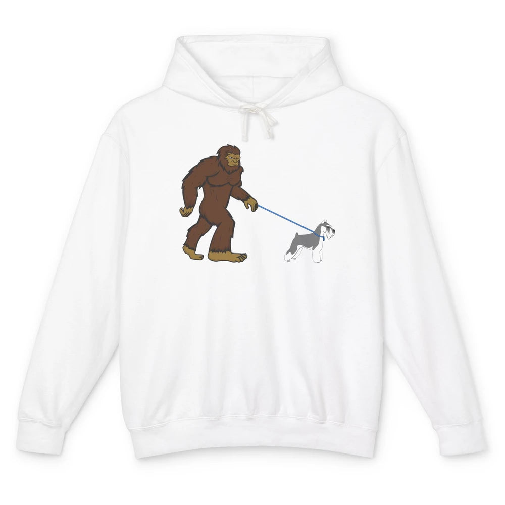 Funny Bigfoot Sasquatch Walking Schnauzer Dog Mom Gift Unisex Lightweight Hoodie