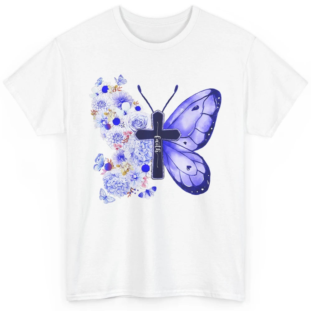 Butterfly Cross Faith Floral God Jesus Christian Bible Women Classic Unisex T-Shirt