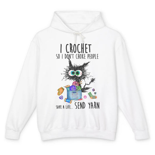 I Crochet So I Dont Choke People Cute Black Cat Knit Vintage Unisex Lightweight Hoodie