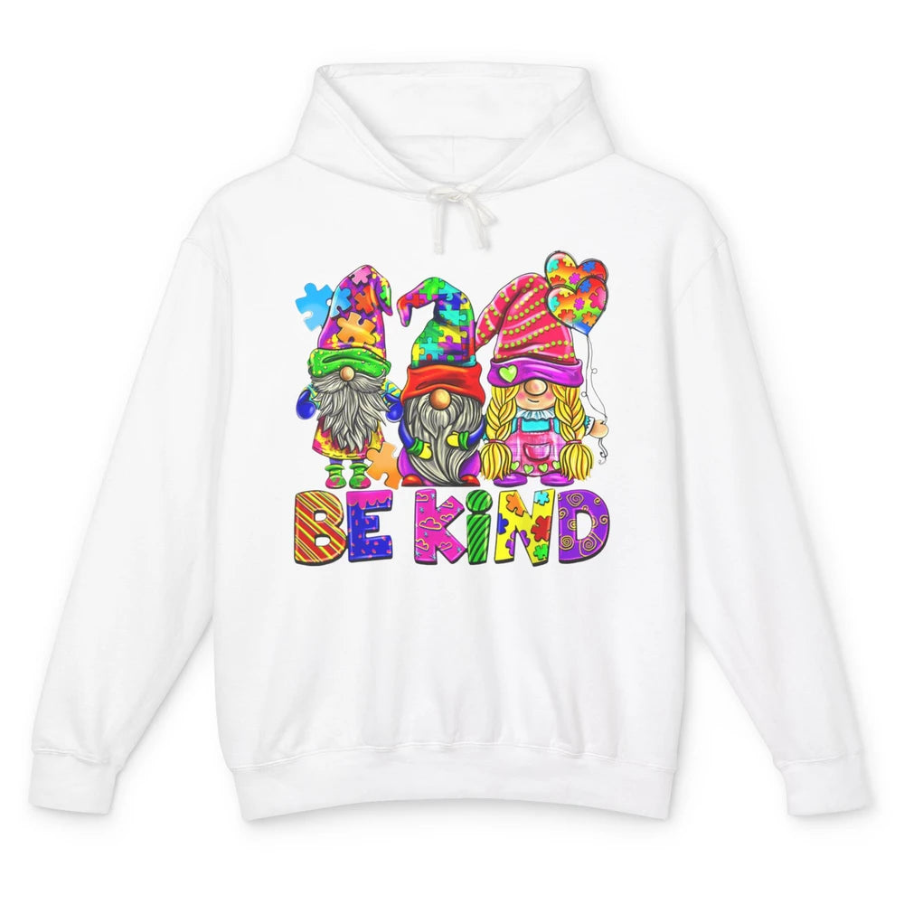 Be Kind Gnome Autism Awareness Month Autistic Jigsaw Puzzle Unisex Lightweight Hoodie