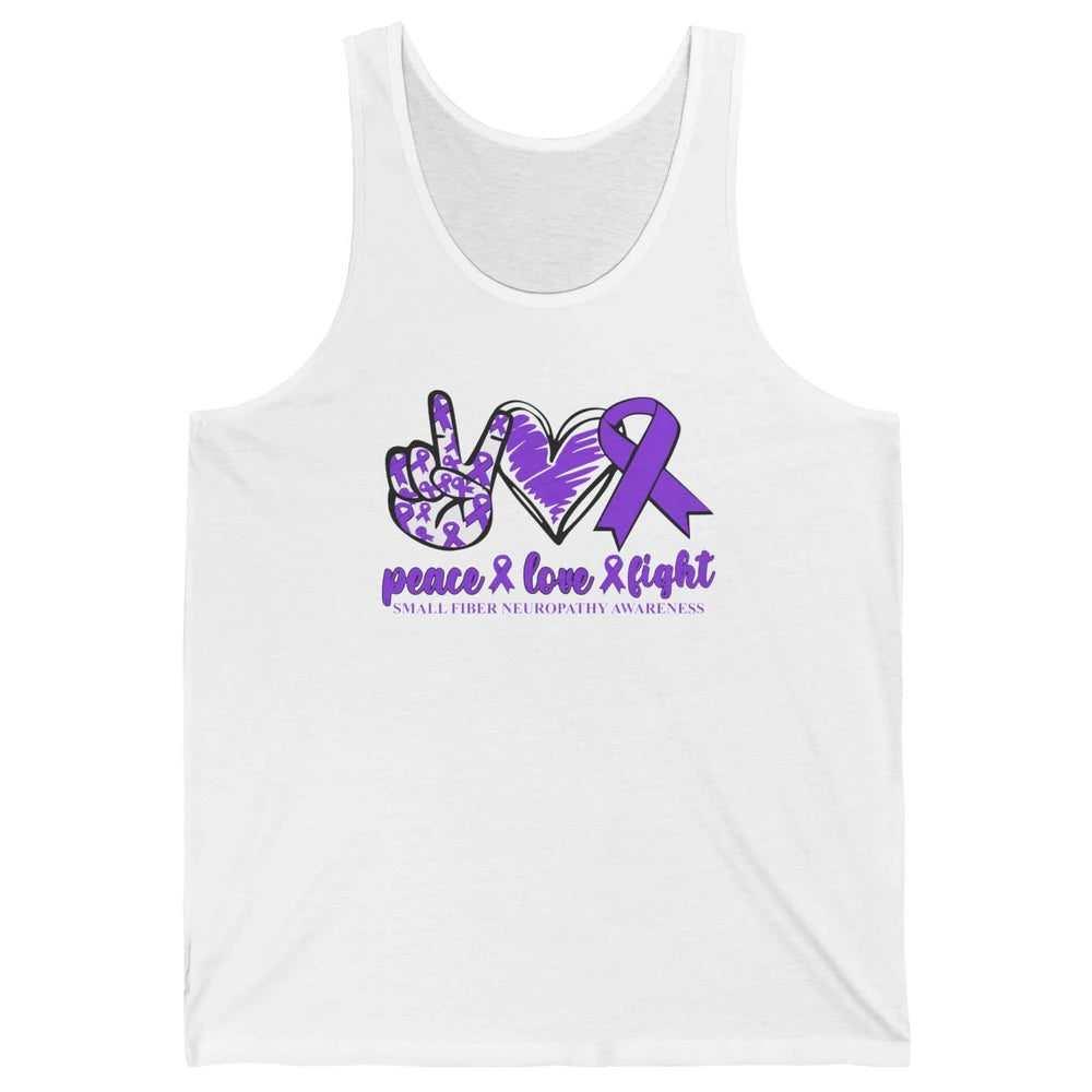 Small Fiber Neuropathy Purple Ribbon Peace Love Fight Unisex Jersey Tank