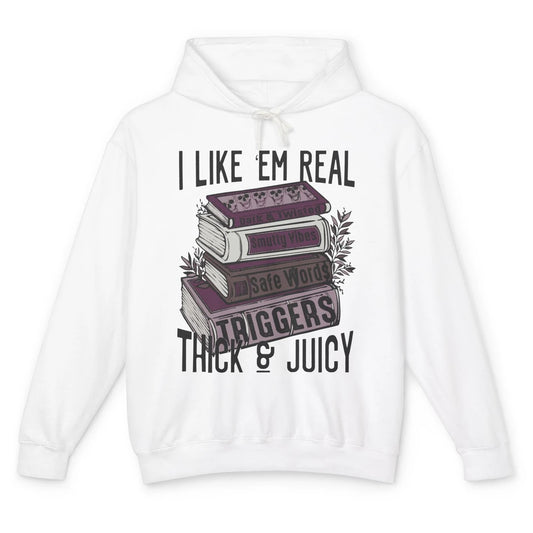 Retro Books I Like 'em Real Thick and Juicy Book Reading Unisex Lightweight Hoodie