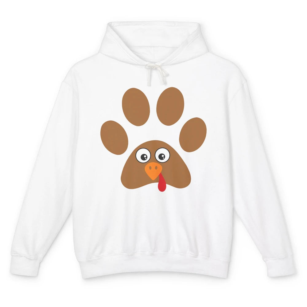 Turkey Pawprint Dog Paw Thanksgiving Cute Puppy Turkey Day Unisex Lightweight Hoodie