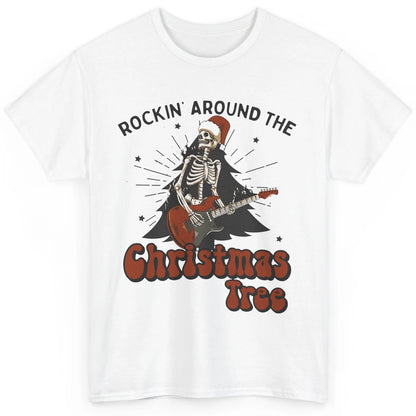 Skeleton Guitar Rocking Around Christmas Tree Western Xmas Classic Unisex T-Shirt