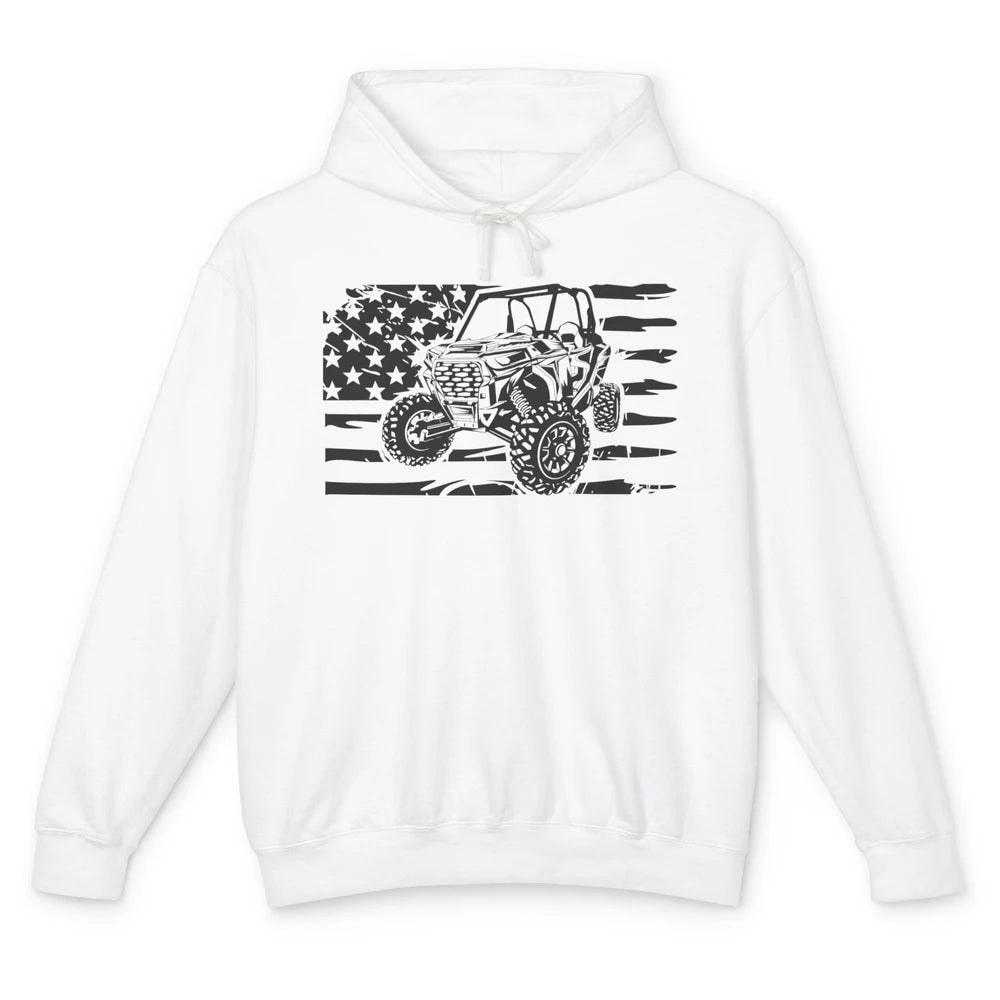 Retro US Flag UTV Riding Offroad Mountain Side By Side Rider Unisex Lightweight Hoodie