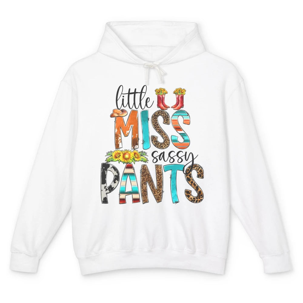 Sunflower Cowgirl Boots Hat Little Miss Sassy Pants Western Unisex Lightweight Hoodie