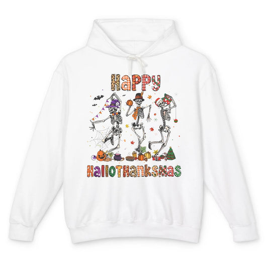 Funny Dancing Skeleton Happy Hallo-thank-mas Fall Pumpkin Unisex Lightweight Hoodie