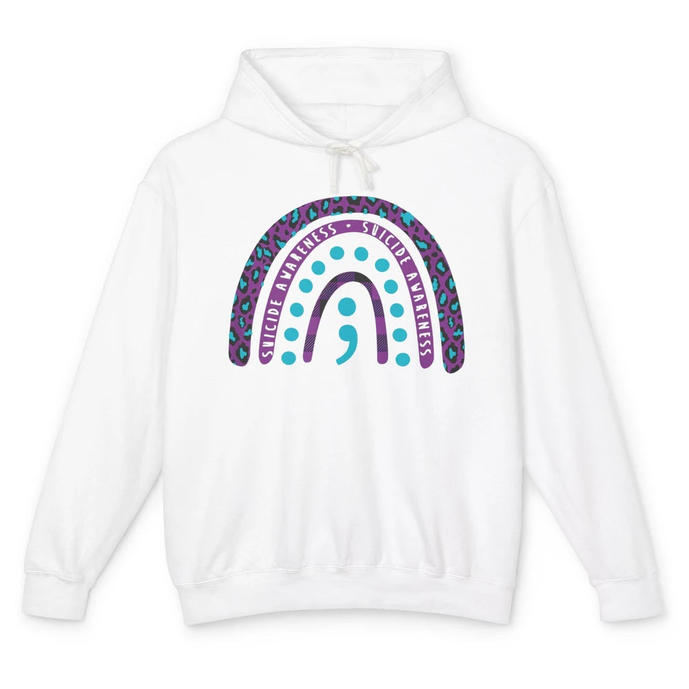 Suicide Awareness Rainbow Semicolon Prevention Psychologist Unisex Lightweight Hoodie