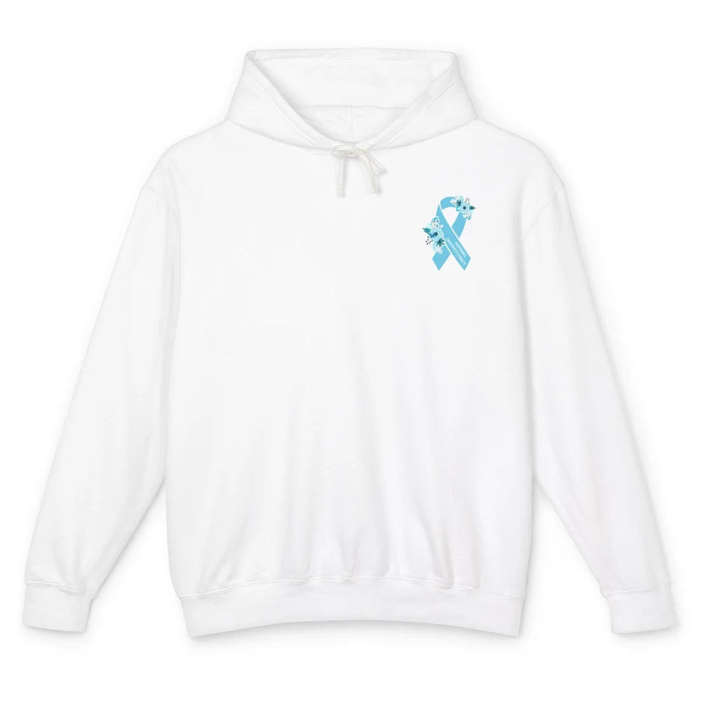 Adrenal Insufficiency Awareness Floral Light Blue Ribbon Unisex Lightweight Hoodie