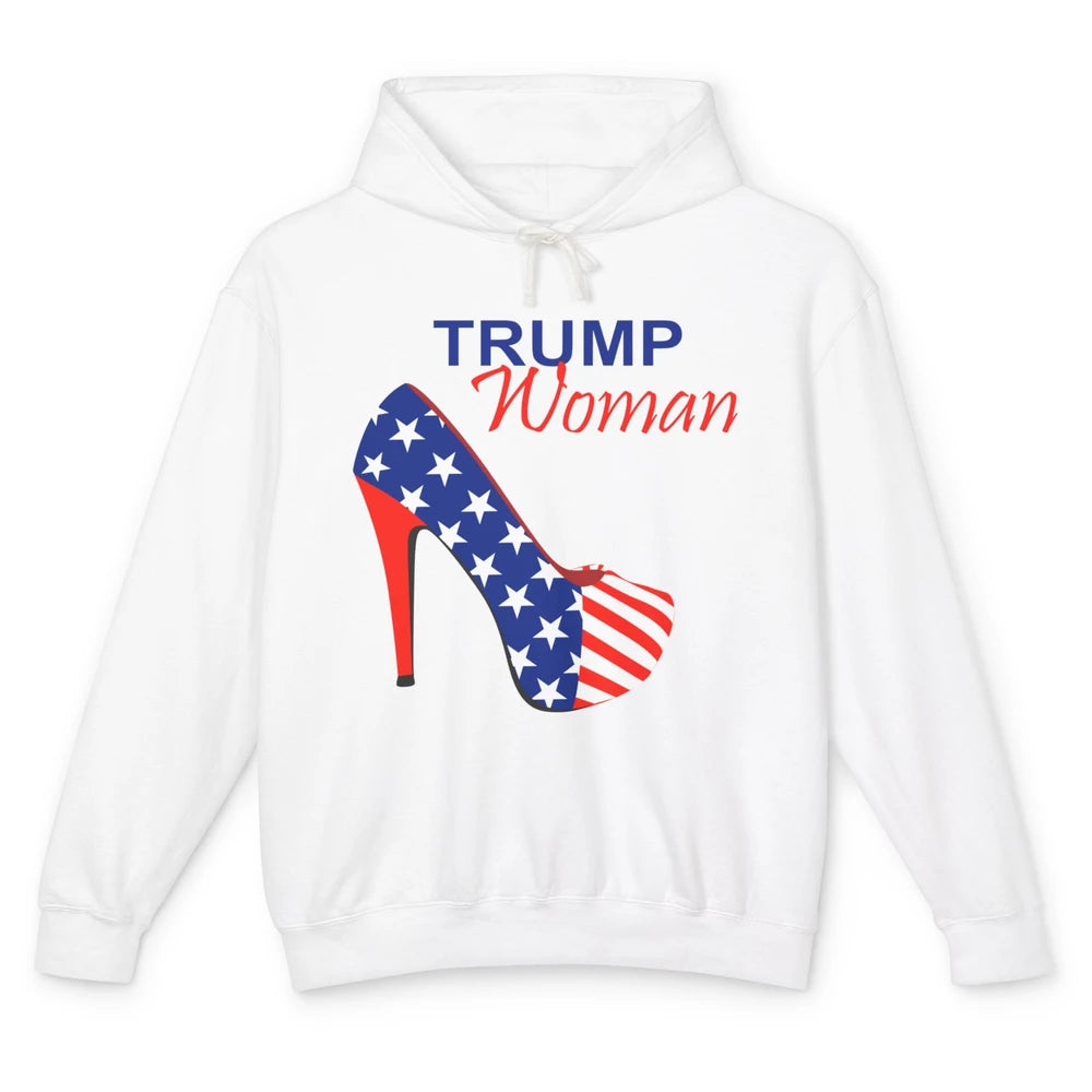 Trump Woman American Flag High Heel Republican Trump Support Unisex Lightweight Hoodie