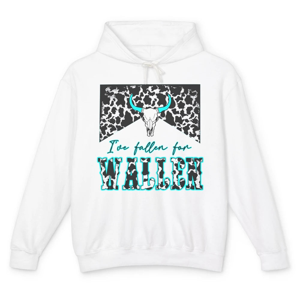 Leopard Turquoise Bull Skull I've Fallen For Wallen Western Unisex Lightweight Hoodie