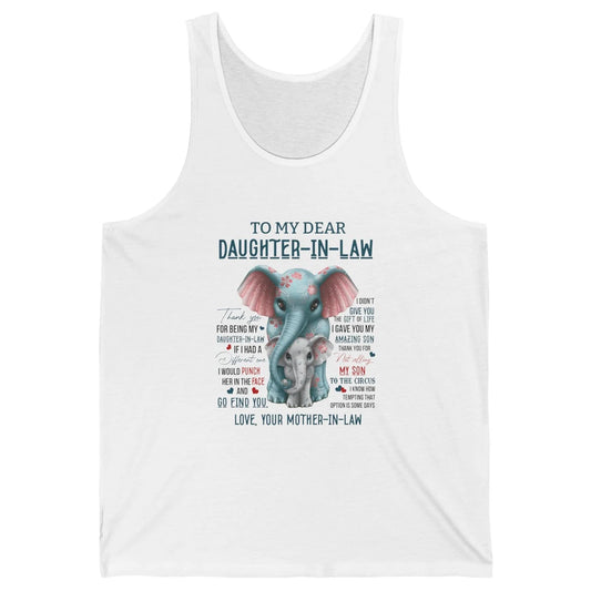 To My Dear Daughter In Law Love Mother In Law Cute Elephant Unisex Jersey Tank