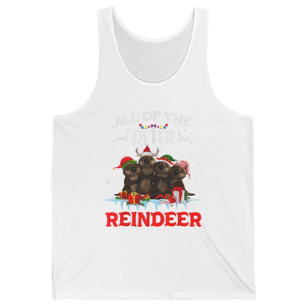 Merry Christmas All Of Otter Reindeer Funny Xmas Santa Hat Unisex Jersey Tank