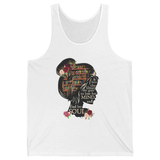 Bookish Into The Library She Goes Booknerd Reading Librarian Unisex Jersey Tank