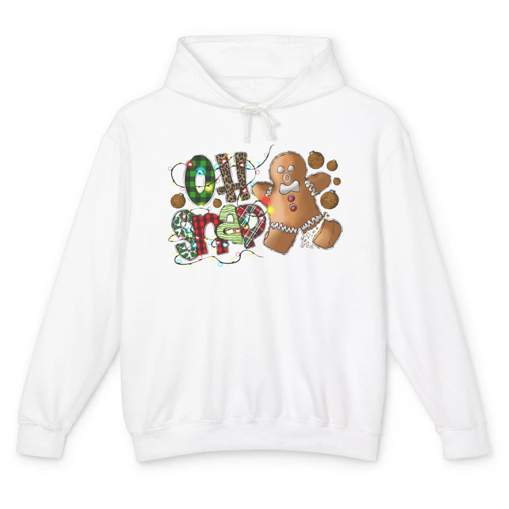 Funny Gingerbread Broken Oh Snap Western Christmas Leopard Unisex Lightweight Hoodie