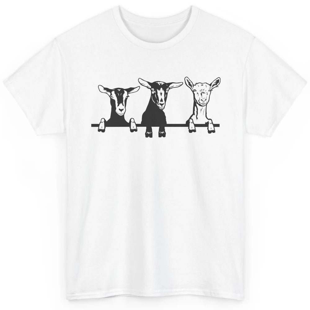 Cute Goats Farm Funny Face Farming Animal Mate Woman Men Classic Unisex T-Shirt