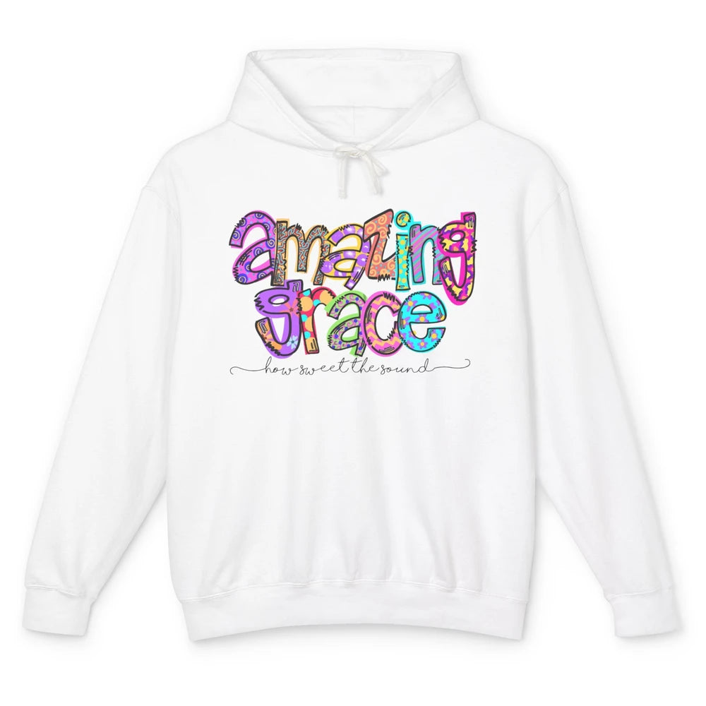 Leopard Amazing Grace How Sweet The Sound Christian Western Unisex Lightweight Hoodie