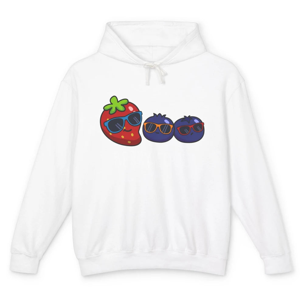 Berry Cool Funny Strawberry Pun Best Friend Summer Retro Unisex Lightweight Hoodie