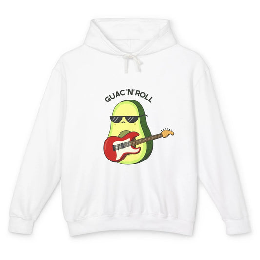 Guac N Roll Cute Rocker Rock Avocado Pun Electric Guitar Unisex Lightweight Hoodie