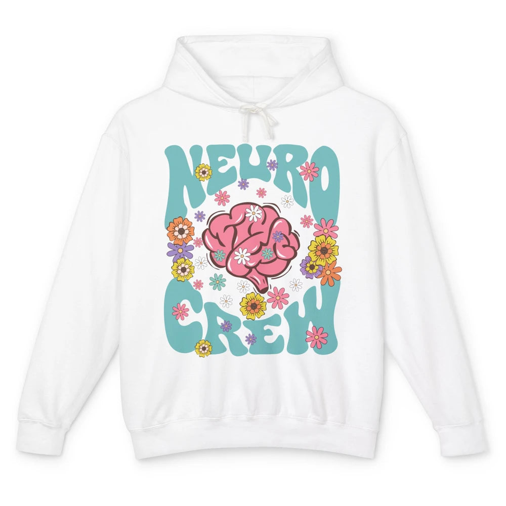 Retro Floral Neuro Crew Nurse Life Neurologist Neuroscience Unisex Lightweight Hoodie