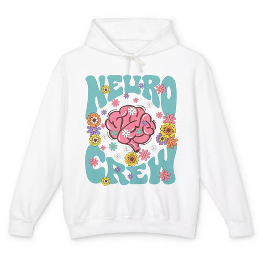 Retro Floral Neuro Crew Nurse Life Neurologist Neuroscience Unisex Lightweight Hoodie