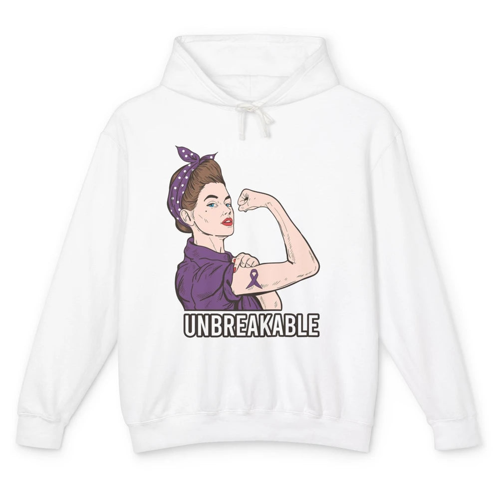 Ulcerative Colitis Warrior Unbreakable With Strong Woman Unisex Lightweight Hoodie