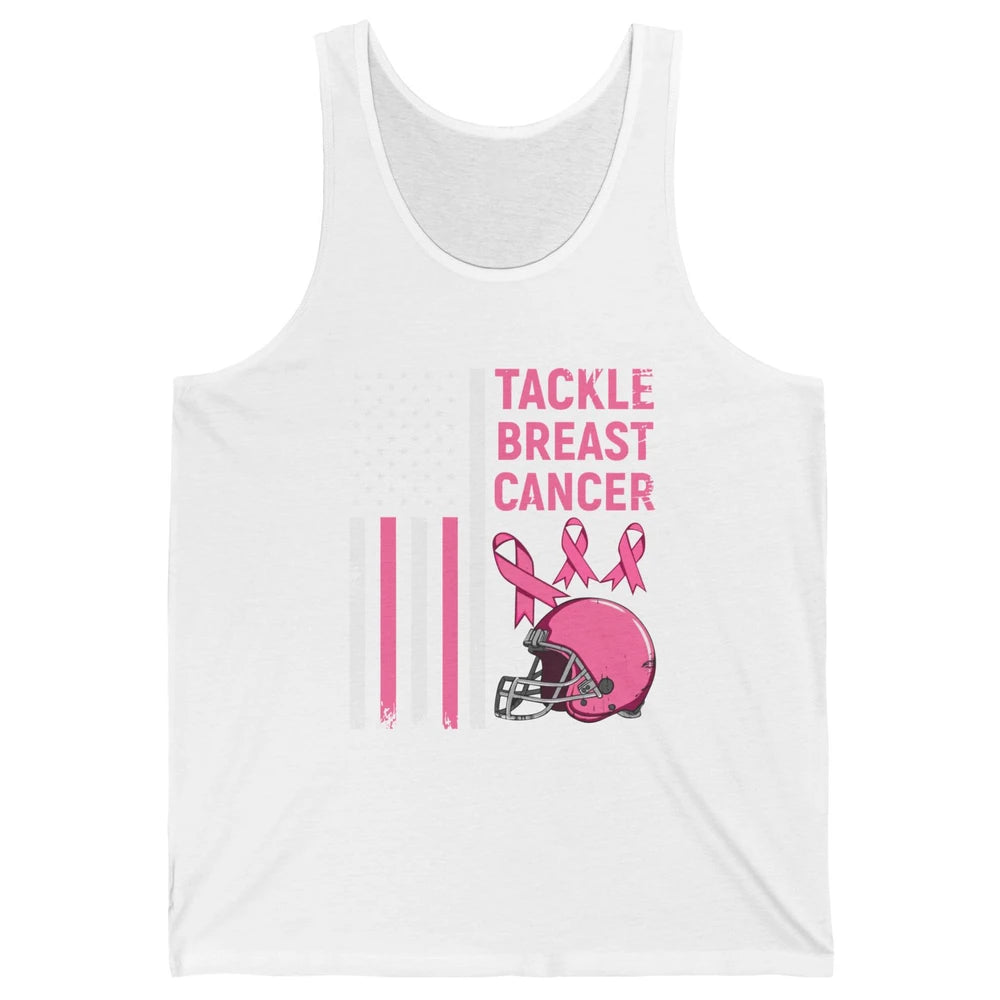 Tackle Breast Cancer US Flag Football Helmet Pink Ribbon Unisex Jersey Tank