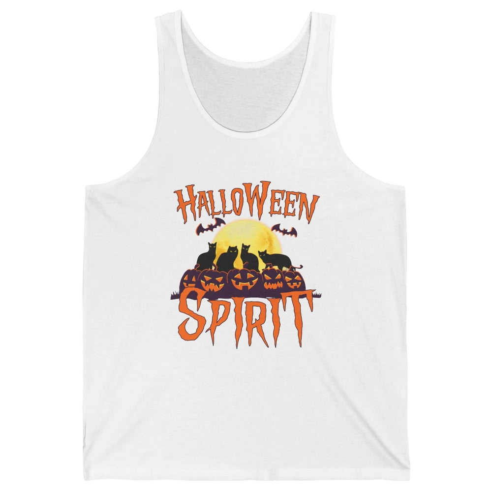 Black Cat Pumpkin Halloween Spirit Moon Night Cat Lover Gift Unisex Jersey Tank