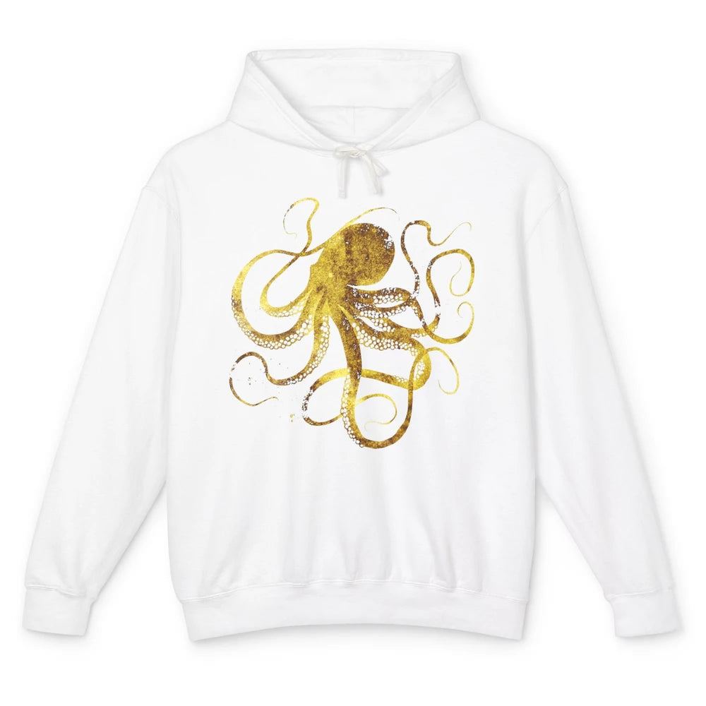 Squid Optical Illusion Octopus Japanese Calligraphy Gyotaku Unisex Lightweight Hoodie