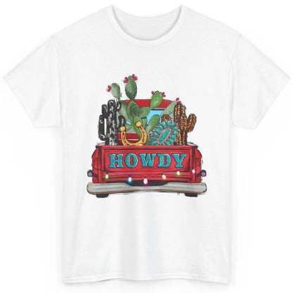 Howdy Truck Cactus Cowhide Western Christmas Gemstone Truck Classic Unisex T-Shirt