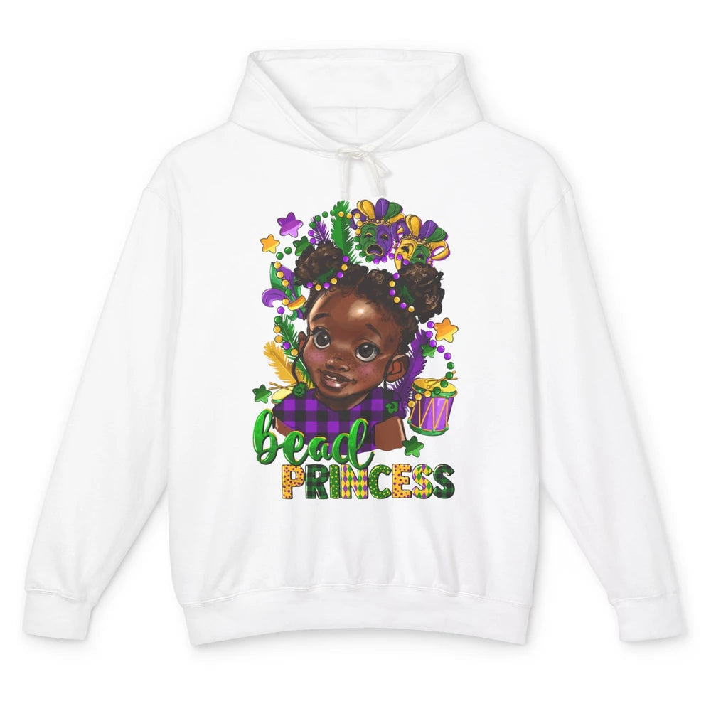 Mardi Gras Bead Princess Black Girl Fat Tuesday New Orleans Unisex Lightweight Hoodie