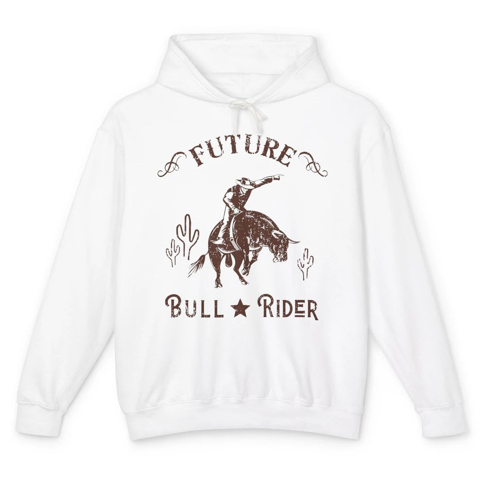 Retro Future Bull Rider Cowboy Western Country Cactus Riding Unisex Lightweight Hoodie