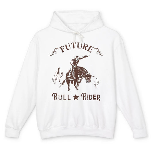 Retro Future Bull Rider Cowboy Western Country Cactus Riding Unisex Lightweight Hoodie