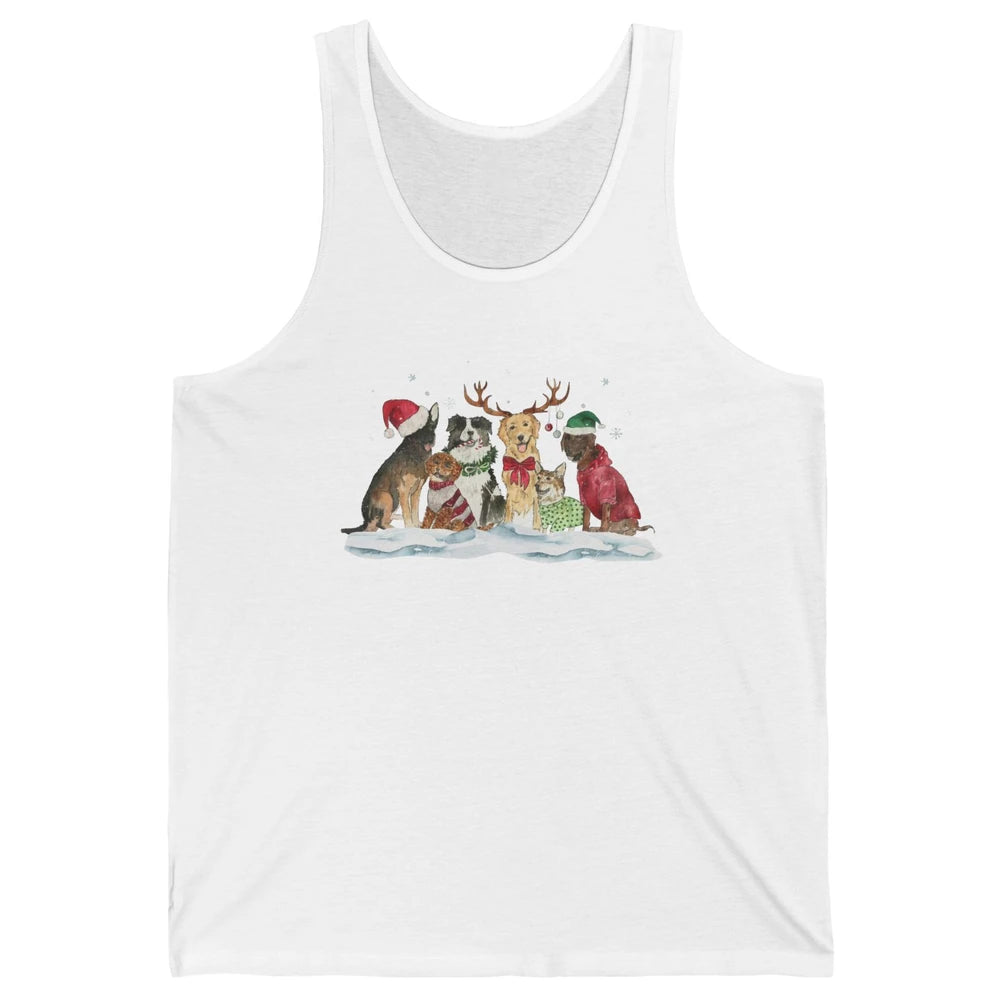 Funny Happy Howliday Corgi Golden Retriever Poodle Christmas Unisex Jersey Tank