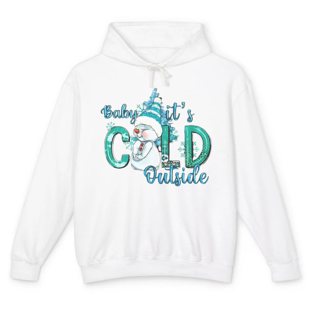 Christmas Cute Snow Man It's Cold Outside Freezing Season Unisex Lightweight Hoodie