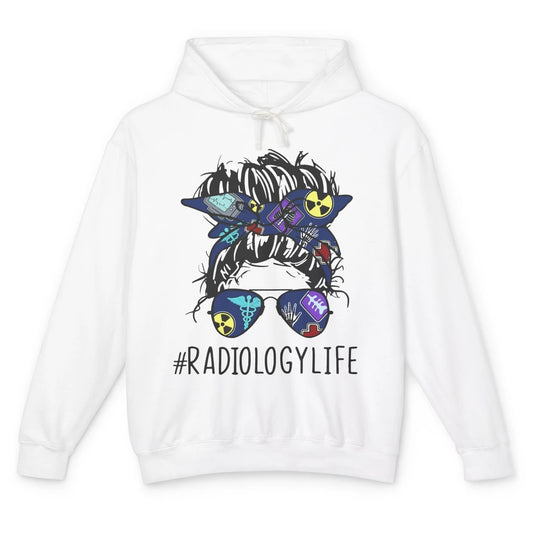 Radiology Life Radiologist Messy Bun Bandana X-Ray Tech Unisex Lightweight Hoodie