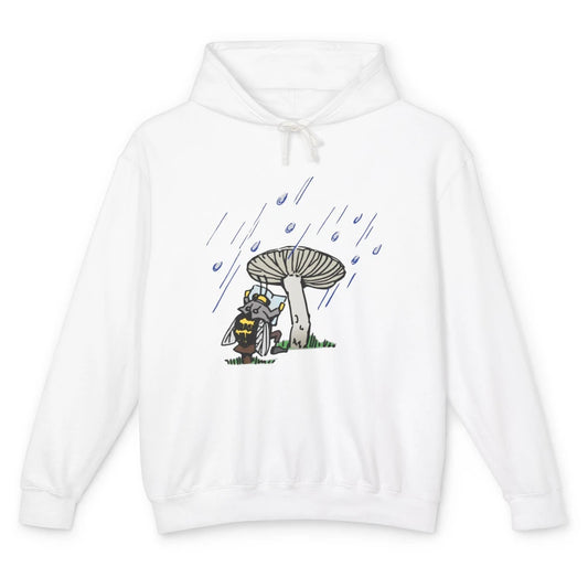 Cool Bee Hiding Under Mushroom Raining Cottagecore Beekeeper Unisex Lightweight Hoodie